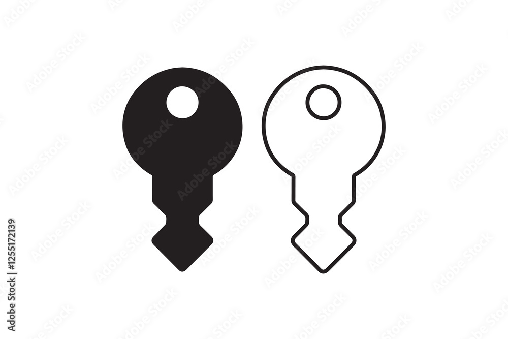 key icon vector silhouette isolated in white background key icon vector silhouette isolated in white background