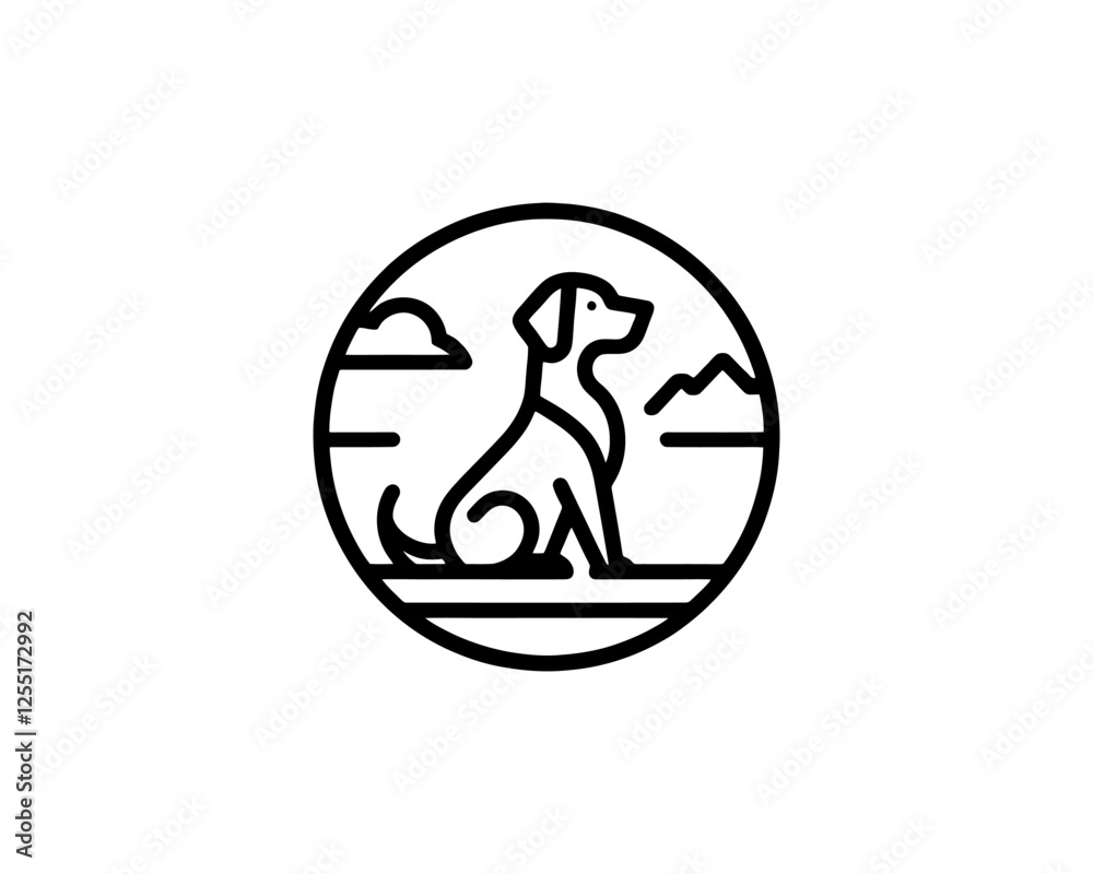 Minimal Line Art Dog Outline Logo Design Icon Symbol Vector Template Minimal Line Art Dog Outline Logo Design Icon Symbol Vector Template