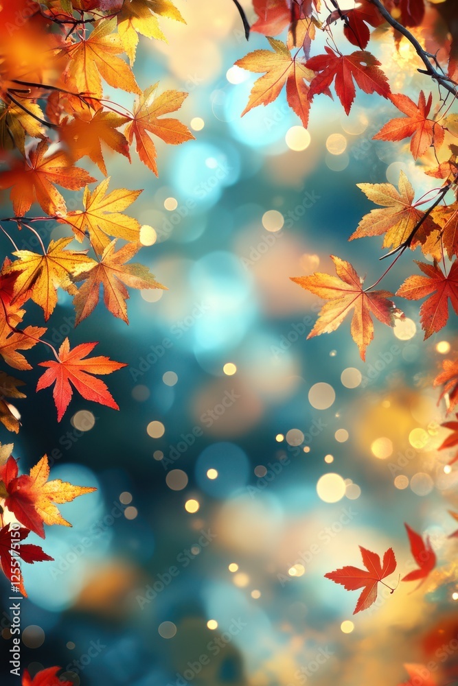 Blurred Autumn Background with Falling Leaves Blurred Autumn Background with Falling Leaves