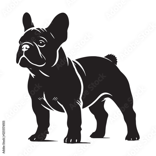 Simple yet stylish French Bulldog silhouette for digital and print use - French Bulldog illustration - minimal French Bulldog vector - dog silhouette
