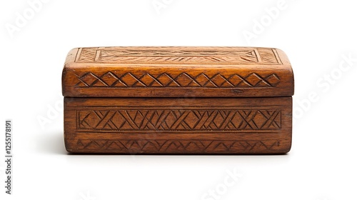 Carved wooden box, decorative, isolated,  craft, antique photo