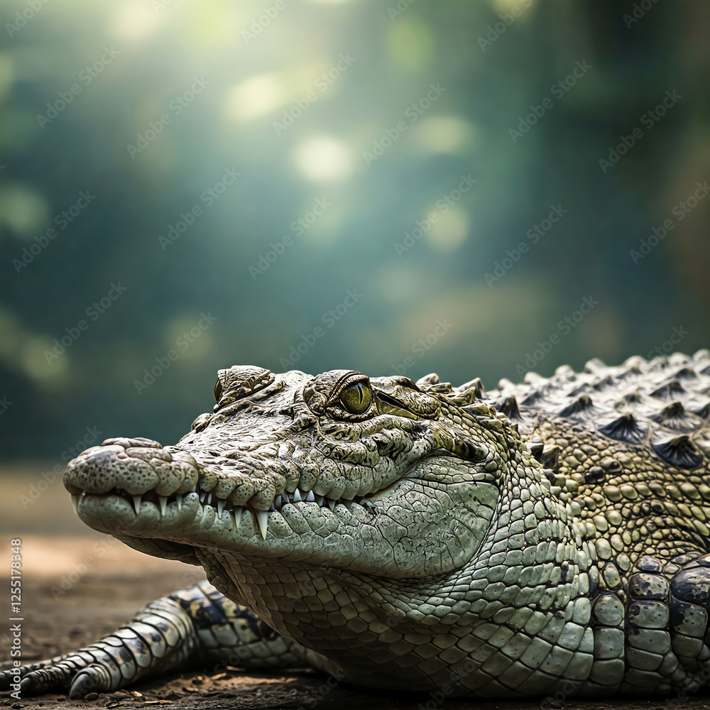 Fototapeta premium american alligator in the everglades open mouth in the ground
