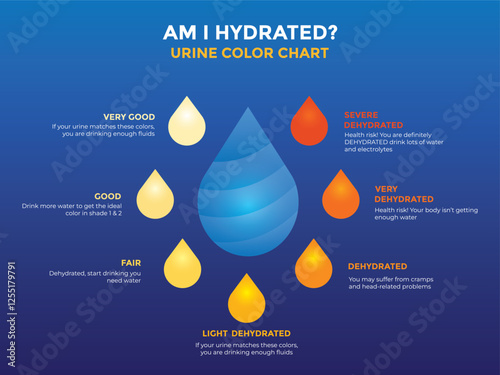 Urine color chart diagram. Vector infographic urine chart illustration