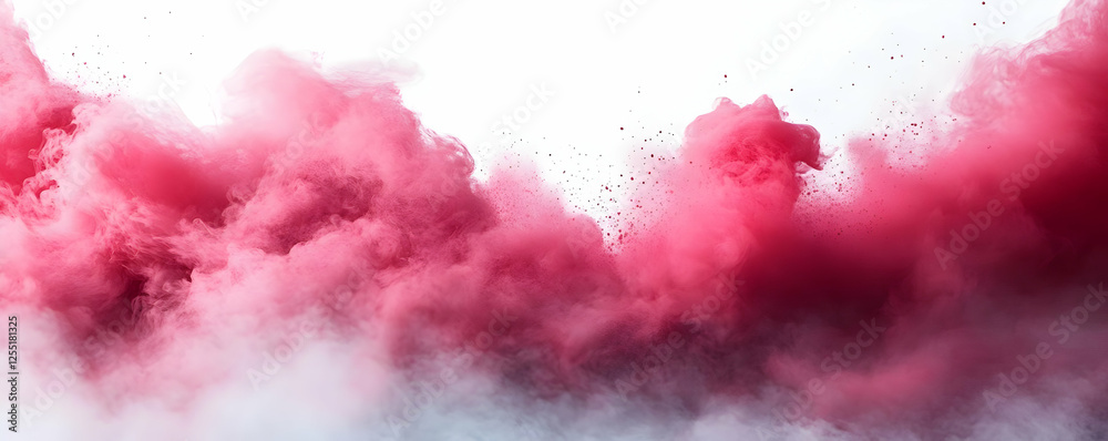Pink powder explosion, white background, design Pink powder explosion, white background, design