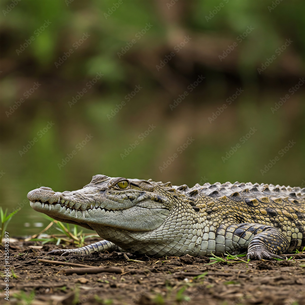 Fototapeta premium american alligator in the everglades open mouth in the ground