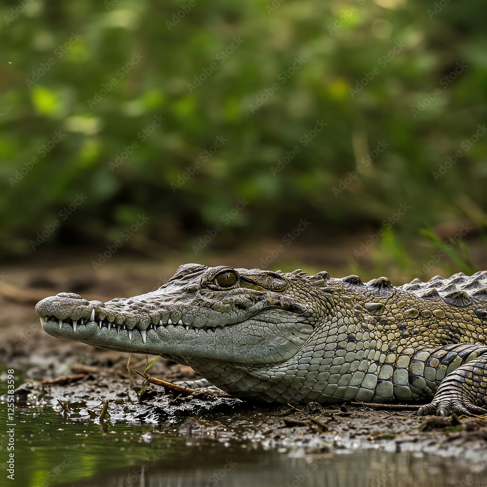 Naklejka premium american alligator in the everglades open mouth in the ground