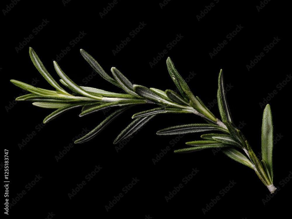 Fototapeta premium Fresh Rosemary Sprig Macro Shot, Herb with Aromatic Leaves, Culinary Plant