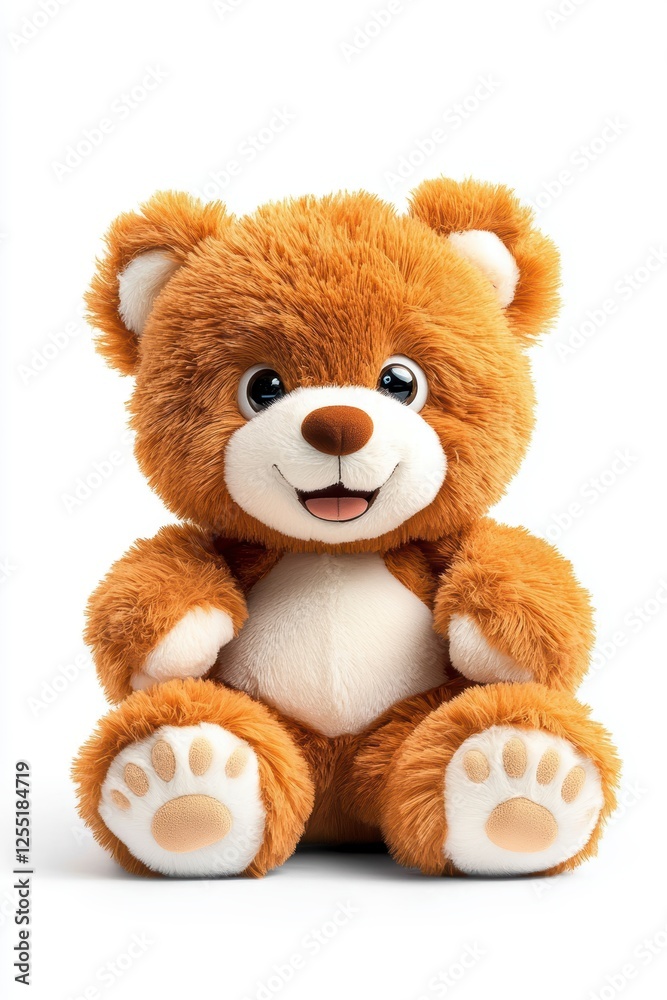 Obraz premium Cuddly action adorable plush bear toy cozy home setting child's playtime cheerful atmosphere close-up perspective