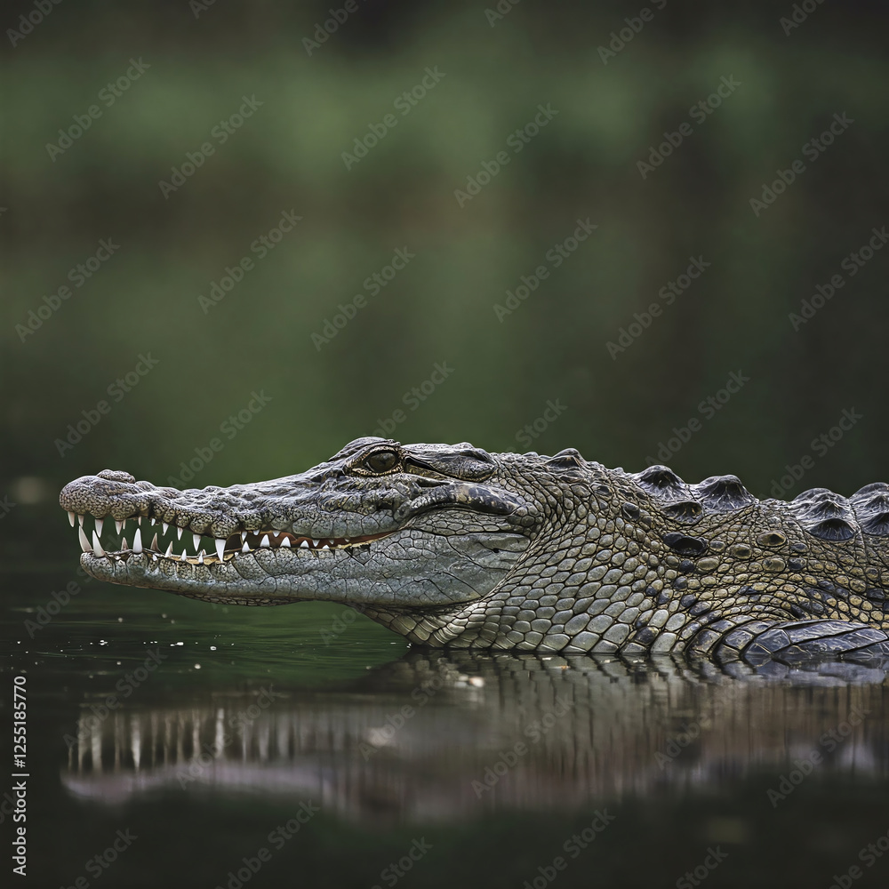 Fototapeta premium american alligator in the everglades open mouth in the ground