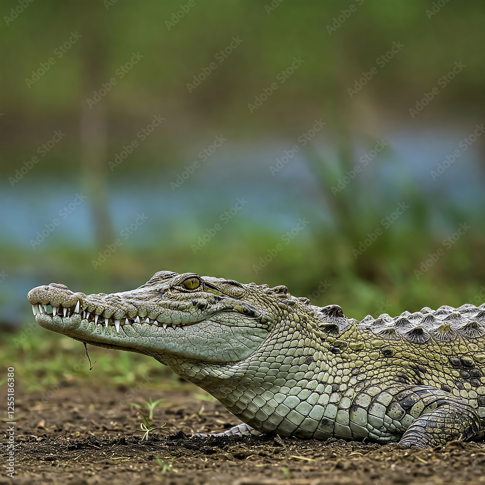 Obraz premium american alligator in the everglades open mouth in the ground
