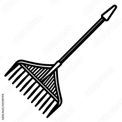 Garden rake on white background vector art illustration