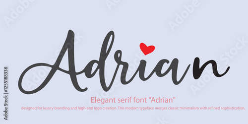 Elegant serif font "Adrian" designed for luxury branding and high-end logo creation. This modern typeface merges classic minimalism with refined sophistication, featuring stylish letters 