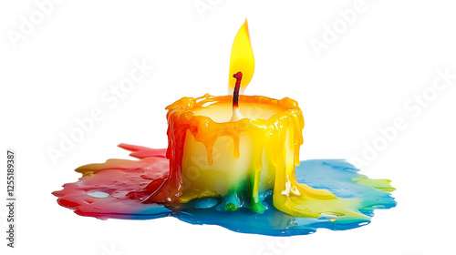 Vibrantly Melting Candle with Colorful Wax Drips