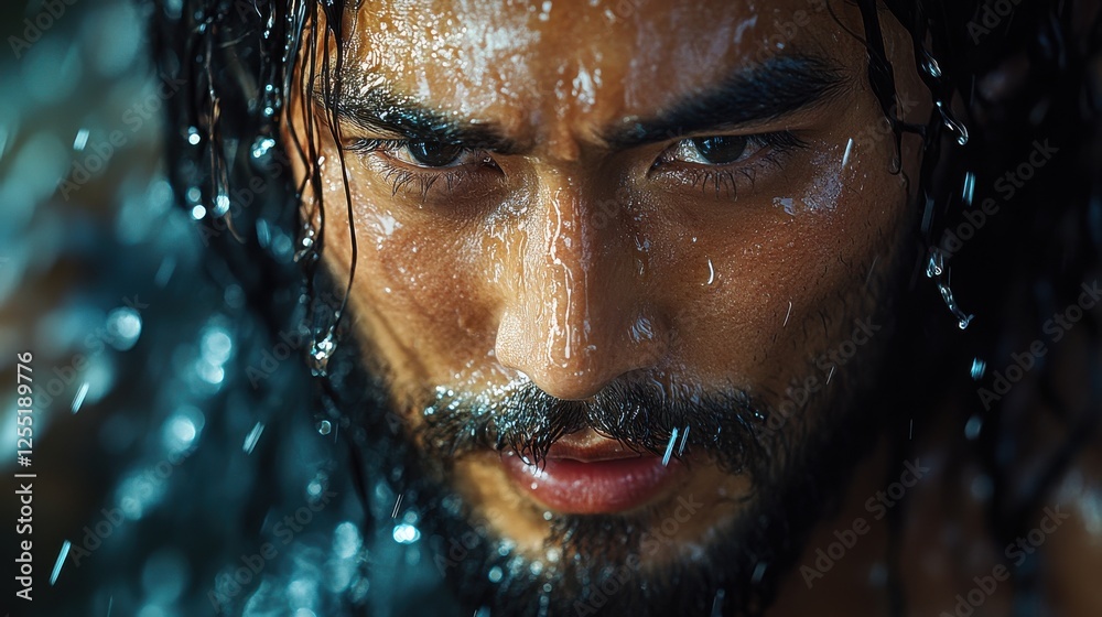 baptism of jesus close up of a man in water under the rain baptism of jesus close up of a man in water under the rain