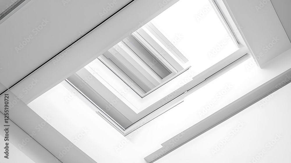 Fototapeta premium Abstract view of interior spiral staircase, modern architecture, light and shadows