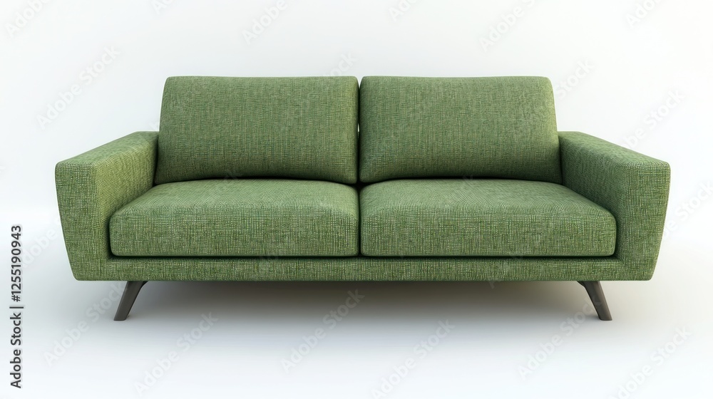 Fototapeta premium Green sofa, modern design, studio shot, white background, home decor