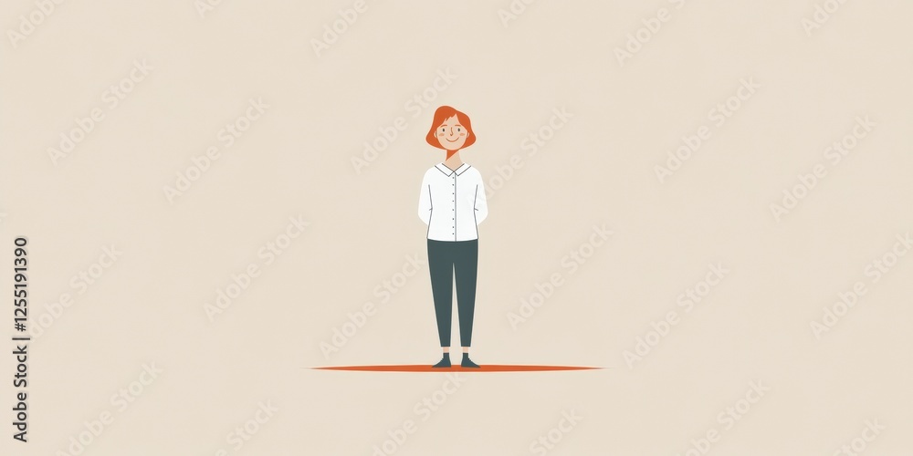Obraz premium Illustration of a woman standing confidently with a friendly smile
