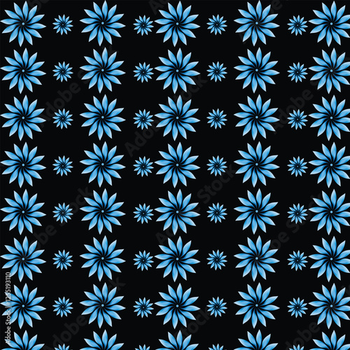 abstract seamless pattern blue color floral design 