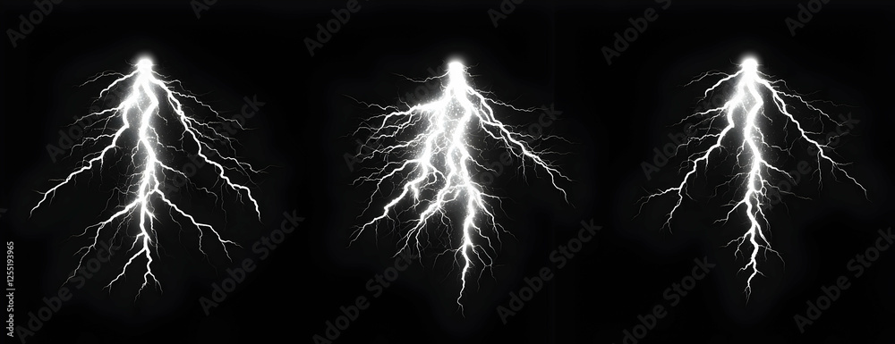 Obraz premium Triple Lightning Bolt Overlay, Dark Background, Design Element