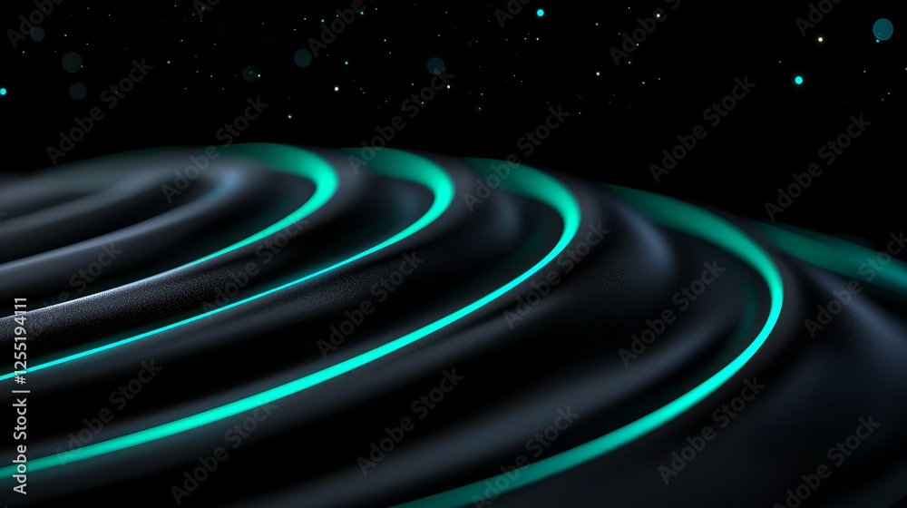 Obraz premium Abstract wave patterns in teal and black tones