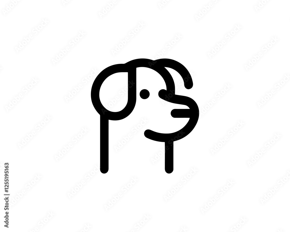 Obraz premium Minimal Line Art Dog Outline Logo Design Icon Symbol Vector Template