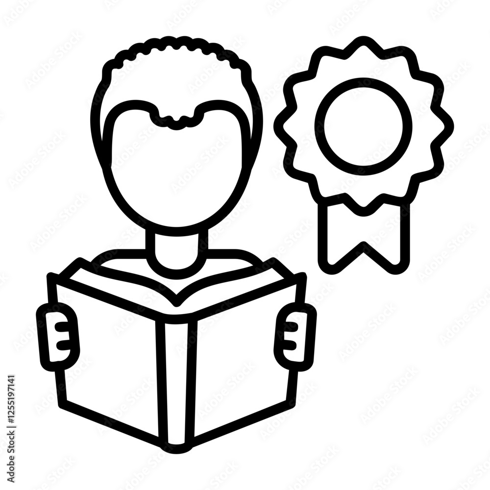 Reading achievement award Outline Style Icon Reading achievement award Outline Style Icon