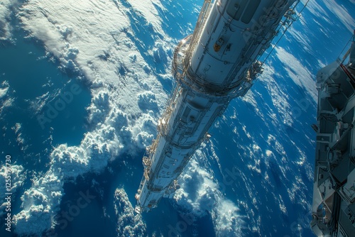 Space station orbiting Earth with a futuristic design photo