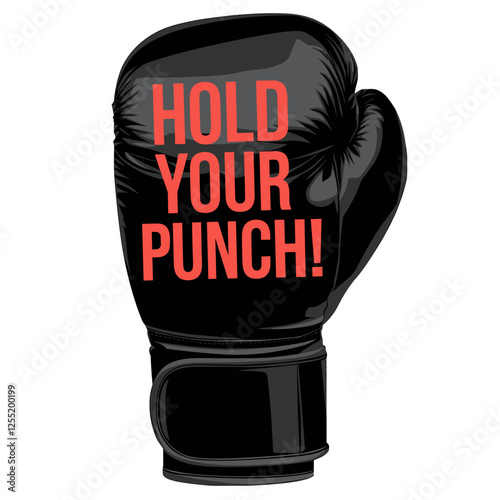 Hold your punch text on black boxing glove, icon, colored vector, transparent background 