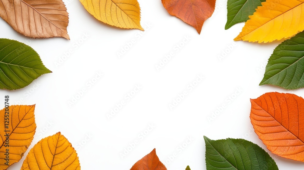 Fototapeta premium Autumn Leaves Frame On White Background