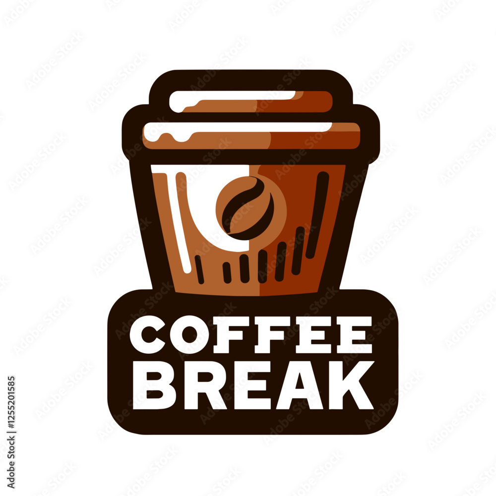 Cup of coffee with text Coffee break, icon, colored vector, transparent background Cup of coffee with text Coffee break, icon, colored vector, transparent background