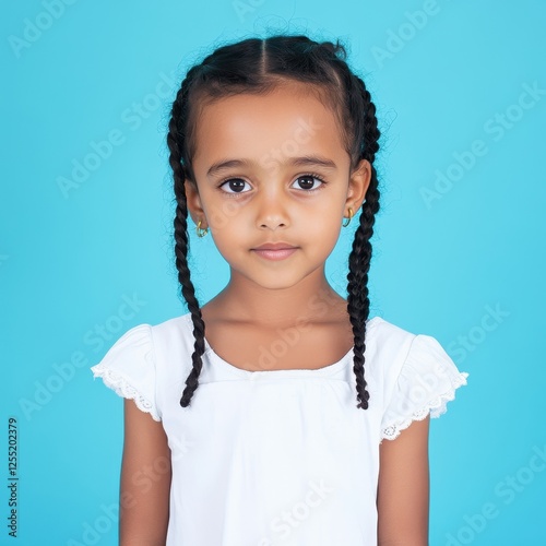 Portrait of a peaceful Ethiopian girl with braided hair photo