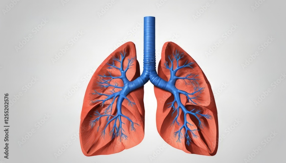A simplified anatomical diagram of the lungs with blue branching bronchi, ideal for educational materials, medical training, and science classrooms. A simplified anatomical diagram of the lungs with blue branching bronchi, ideal for educational materials, medical training, and science classrooms.