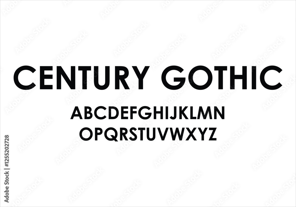 Century Gothic font for logo and headline. Isolated vector typeset
