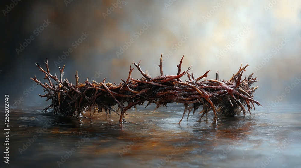 crown of thorns on a white hues background christian art crown of thorns on a white hues background christian art