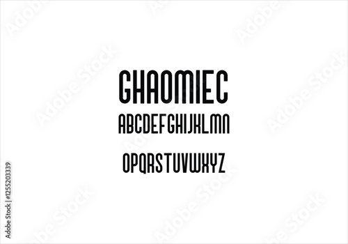 Ghaomiec font for logo and headline. Isolated vector typeset