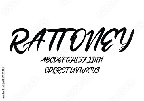Rattoney font for logo and headline. Isolated vector typeset