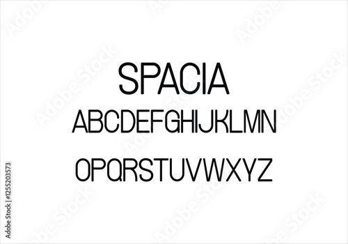 Spacia font for logo and headline. Isolated vector typeset