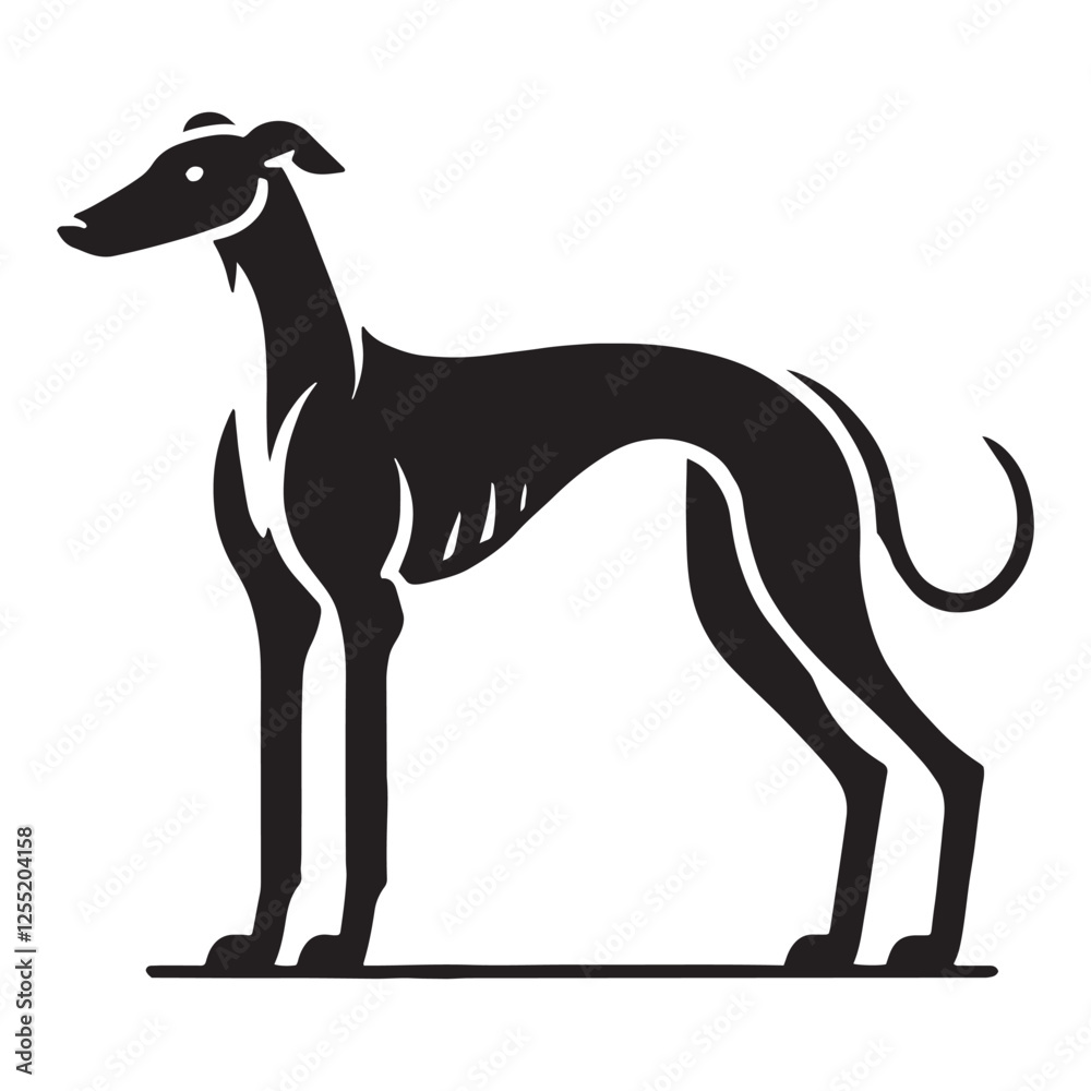Obraz premium Powerful Greyhound silhouette emphasizing athletic structure - Greyhound illustration - minimal Greyhound vector - dog silhouette 