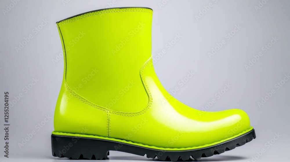 Bright Yellow Shiny Ankle Boots Studio Shot Bright Yellow Shiny Ankle Boots Studio Shot