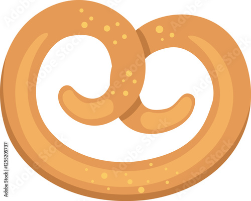 Freshly baked pretzel, a knotted bread with coarse salt, representing German cuisine and Oktoberfest celebrations, isolated on white background