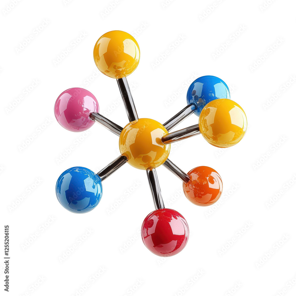 3D model of molecule with connected atoms 3D model of molecule with connected atoms