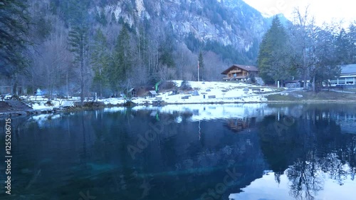 A view in wintertime of the Blue lake 