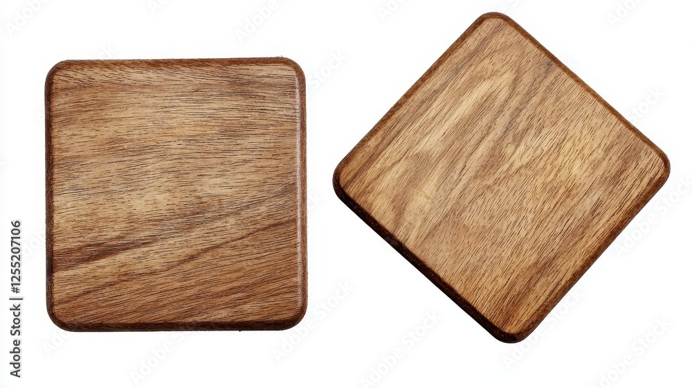Wooden Coasters Displaying Brown Wood Grain with Rounded Edges Wooden Coasters Displaying Brown Wood Grain with Rounded Edges