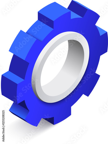 Blue gear rotating and working smoothly, a symbol of engineering, precision, and seamless operation, ideal for representing concepts related to technology, mechanics, and industrial processes