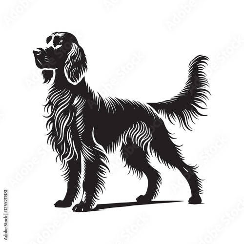 Classic Irish Setter silhouette featuring a graceful stance - Irish Setter illustration - minimal Irish Setter vector - dog silhouette
