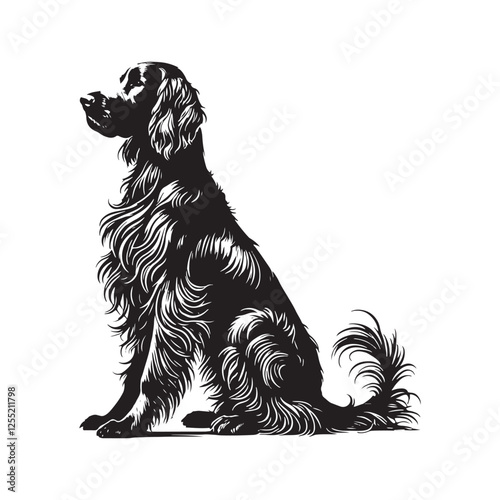 Balanced Irish Setter silhouette with a well-proportioned form - Irish Setter illustration - minimal Irish Setter vector - dog silhouette
