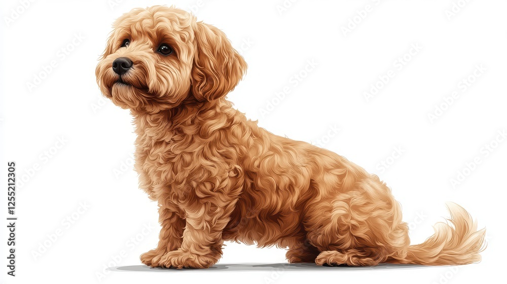 golden doodle dog isolated on transparent background catoon style golden doodle dog isolated on transparent background catoon style