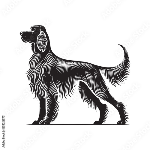 Irish Setter silhouette featuring a poised and elegant look - Irish Setter illustration - minimal Irish Setter vector - dog silhouette
