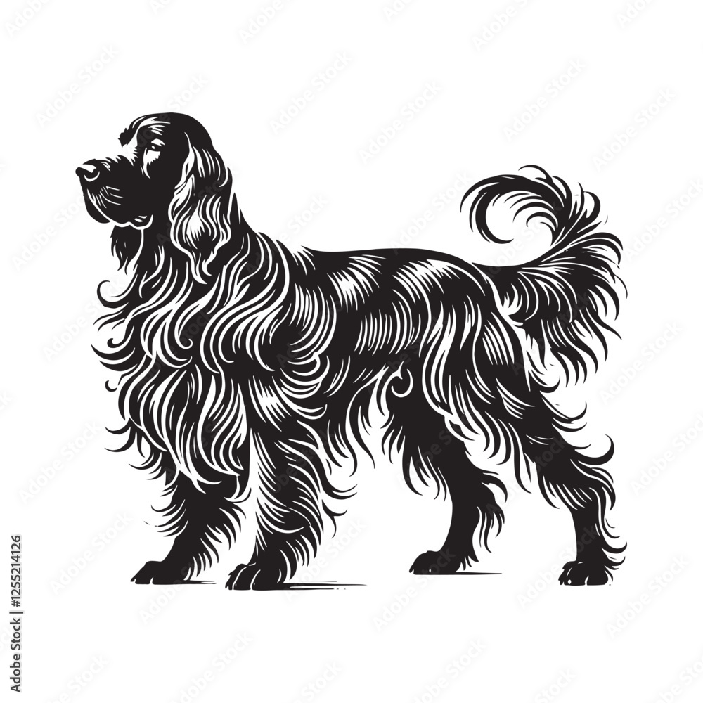 Stunning Irish Setter silhouette emphasizing its iconic coat - Irish Setter illustration - minimal Irish Setter vector - dog silhouette
Stunning Irish Setter silhouette emphasizing its iconic coat - Irish Setter illustration - minimal Irish Setter vector - dog silhouette