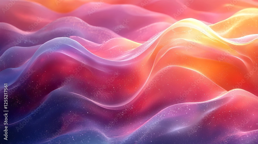 Fototapeta premium Vibrant abstract waves in shades of pink and orange, creating a dynamic and soothing visual landscape perfect for modern design and creative projects.